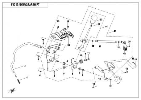 Diagram 2019 CFMoto CFORCE 500 S CF500AU 7S GEAR SHIFTING F32