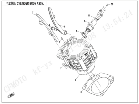 Diagram 2022 CFMoto CFORCE 400 CF400AU CYLINDER BODY ASSY E02 3 V2