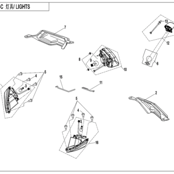 Diagram 2022 CFMoto CFORCE 400 CF400AU LIGHTS NA WITHOUT TURN