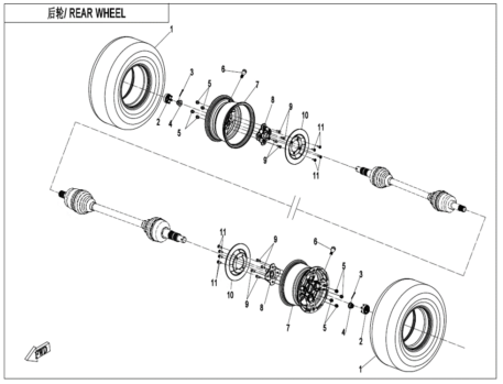 Diagram 2022 CFMoto CFORCE 600 CF600AU 3S REAR WHEEL F11 CFMoto