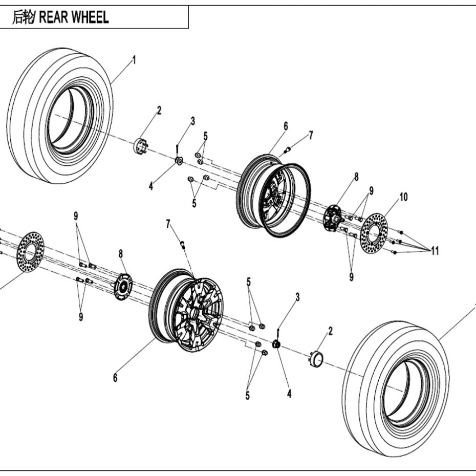 Diagram 2022 CFMoto UFORCE 1000 CF1000UU REAR WHEEL F11 CFMoto