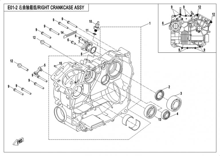 Diagram: 2018 CFMoto ZFORCE 500 CF500US – RIGHT CRANKCASE ASSY [E01-2]