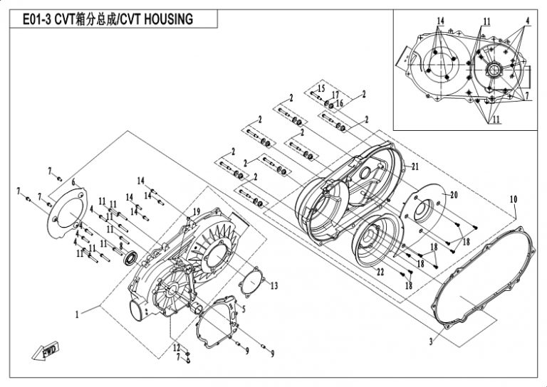 Diagram: 2018 CFMoto ZFORCE 500 CF500US – CVT HOUSE [E01-3]