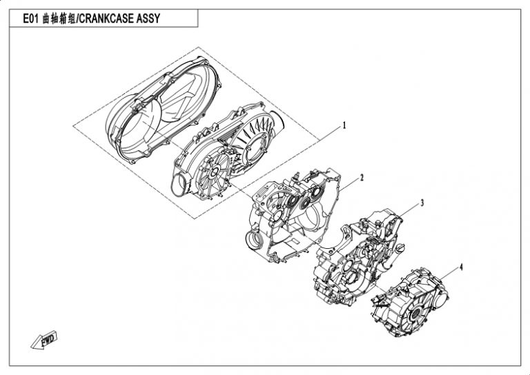 Diagram: 2018 CFMoto ZFORCE 500 CF500US – CRANKCASE ASSY. [E01]