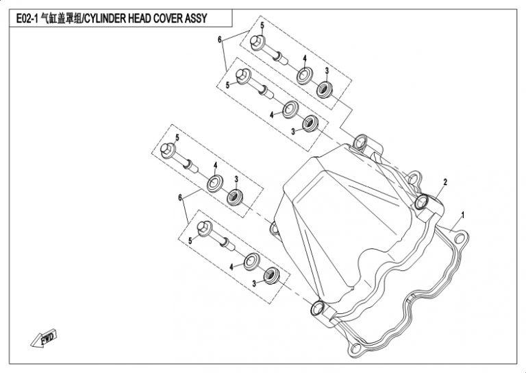 Diagram: 2018 CFMoto ZFORCE 500 CF500US – CYLINDER HEAD COVER ASSY [E02-1]