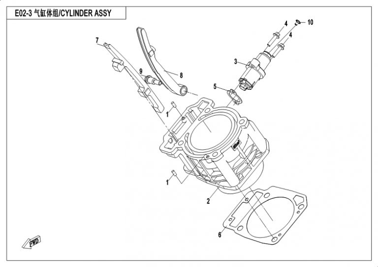 Diagram: 2018 CFMoto ZFORCE 500 CF500US – CYLINDER ASSY [E02-3]