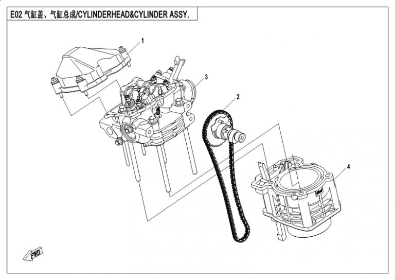 Diagram: 2018 CFMoto ZFORCE 500 CF500US – CYLINDER HEAD&CYLINDER ASSY. [E02]