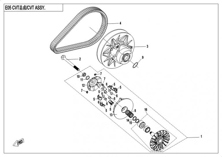 Diagram: 2018 CFMoto ZFORCE 500 CF500US – CVT ASSY [E05]