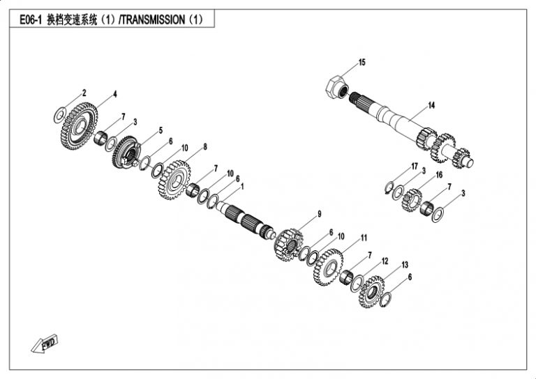 Diagram: 2018 CFMoto ZFORCE 500 CF500US – TRANSMISSION ASSY 1 [E06-1]