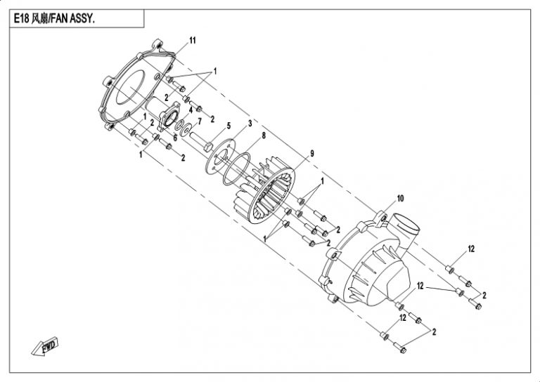 Diagram: 2018 CFMoto ZFORCE 500 CF500US – FAN ASSY [E18]