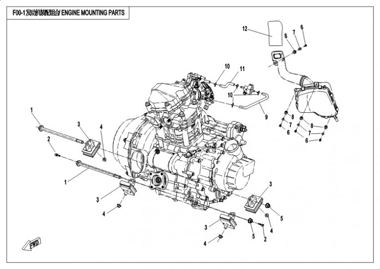 Diagram: 2018 CFMoto ZFORCE 500 CF500US – ENGINE MOUNTING PARTS [F00-1]