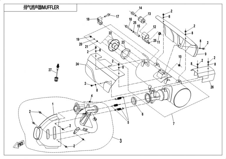 Diagram: 2018 CFMoto ZFORCE 500 CF500US – MUFFLER [F02]