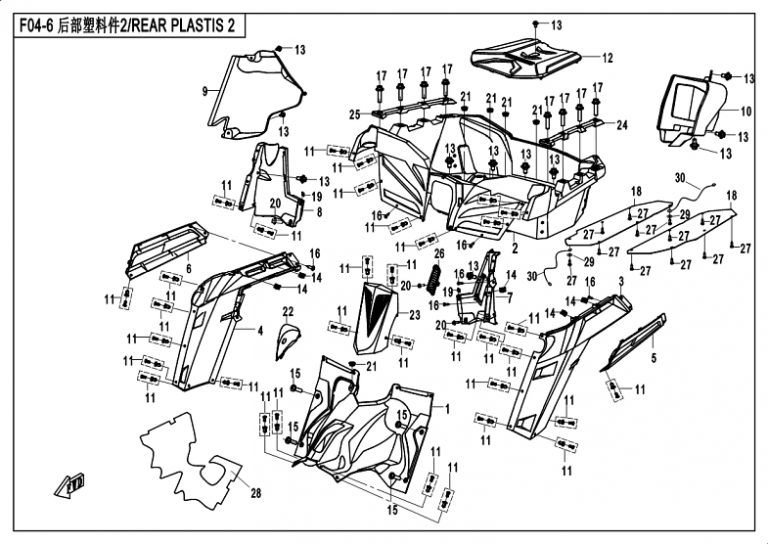 Diagram: 2018 CFMoto ZFORCE 500 CF500US – REAR PLASTICS 2 [F04-6]