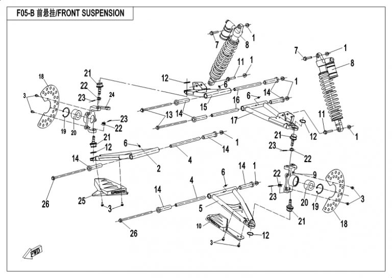 Diagram: 2018 CFMoto ZFORCE 500 CF500US – FRONT SUSPENSION(2018) [F05-B]