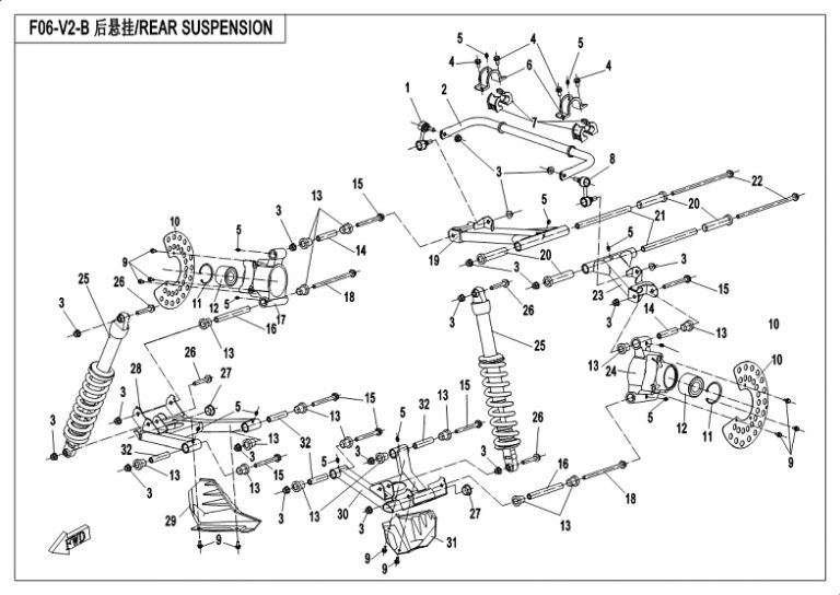 Diagram: 2018 CFMoto ZFORCE 500 CF500US – REAR SUSPENSION(2018) [F06-V2-B]