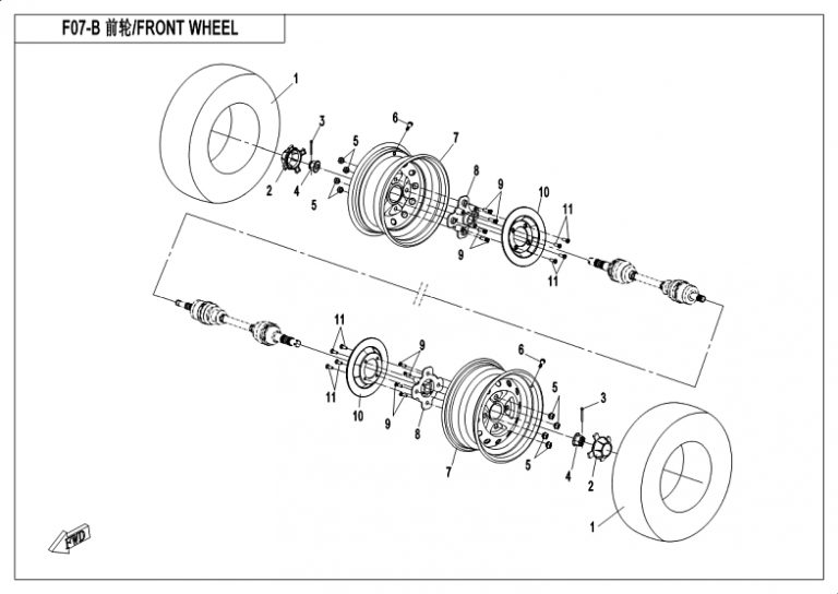 Diagram: 2018 CFMoto ZFORCE 500 CF500US – FRONT WHEEL ASSY(2018) [F07-B]