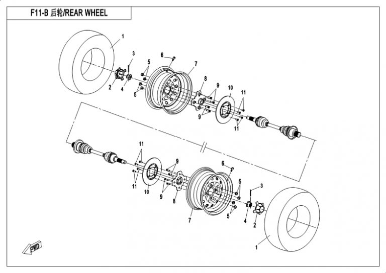 Diagram: 2018 CFMoto ZFORCE 500 CF500US – REAR WHEEL ASSY(2018) [F11-B]