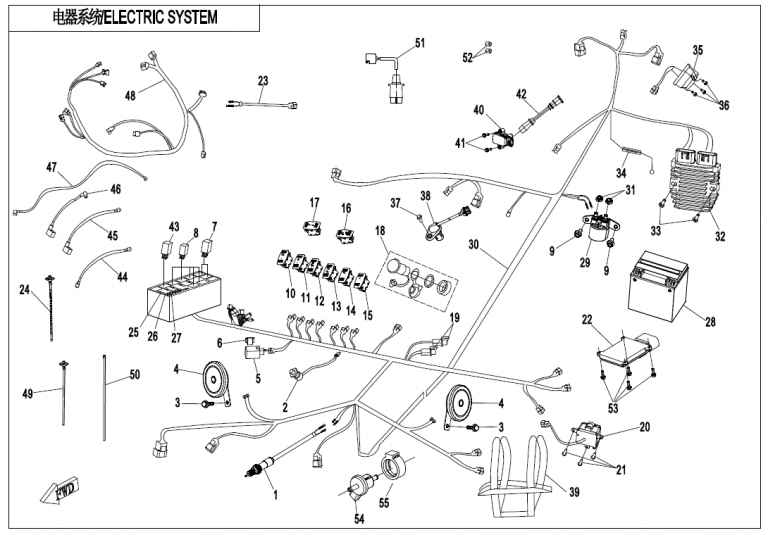 Diagram: 2018 CFMoto ZFORCE 500 CF500US – ELECTRIC SYSTEM (Vehicles Built After 12/14/2017) [F15-1-V2]