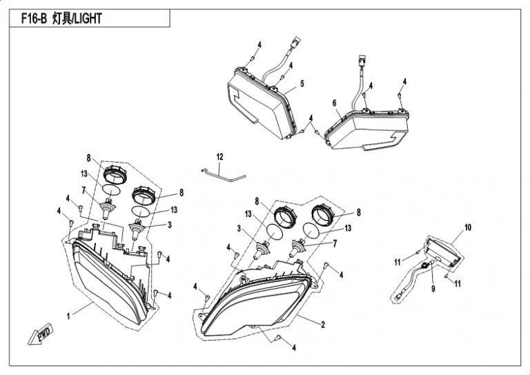Diagram: 2018 CFMoto ZFORCE 500 CF500US – LIGHT(WITH NO TURN LIGHTS) [F16-B]