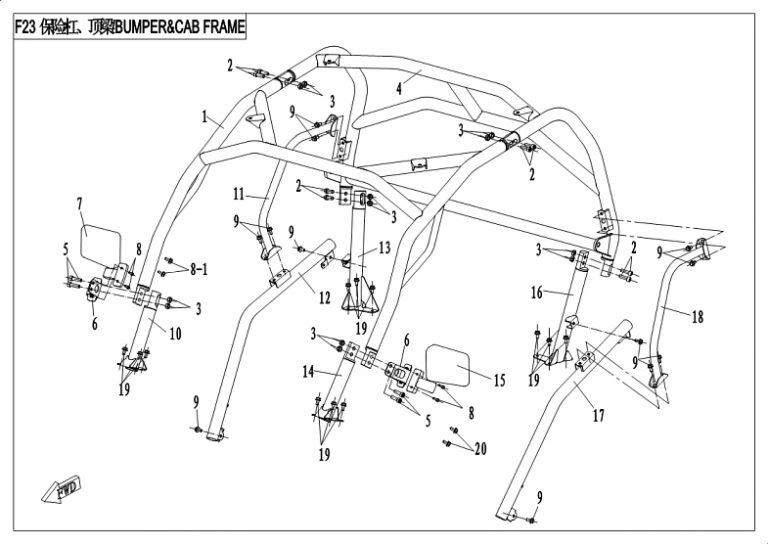 Diagram: 2018 CFMoto ZFORCE 500 CF500US – CAB FRAME(ROPS) [F23]