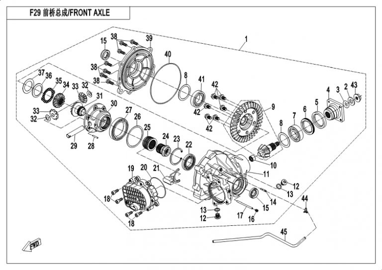 Diagram: 2018 CFMoto ZFORCE 500 CF500US – FRONT DIFFERENTIAL [F29]