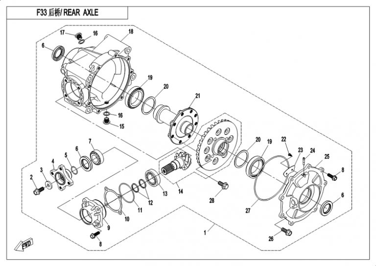 Diagram: 2018 CFMoto ZFORCE 500 CF500US – REAR DIFFERENTIAL (2018) [F33-B]