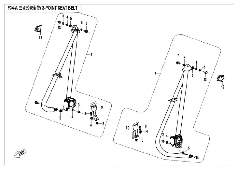 Diagram: 2018 CFMoto ZFORCE 500 CF500US – 3 POINT SEAT BELT [F34-A]