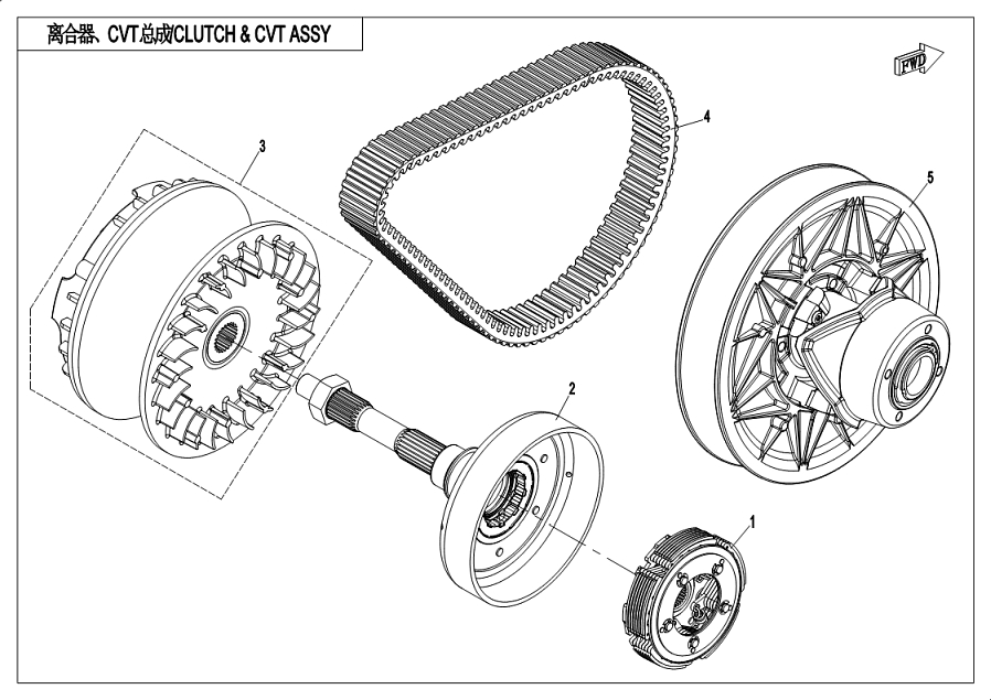 Diagram: 2019 CFMoto UFORCE 800 CF800-3 - CLUTCH AND CVT ASSY [E05 ...