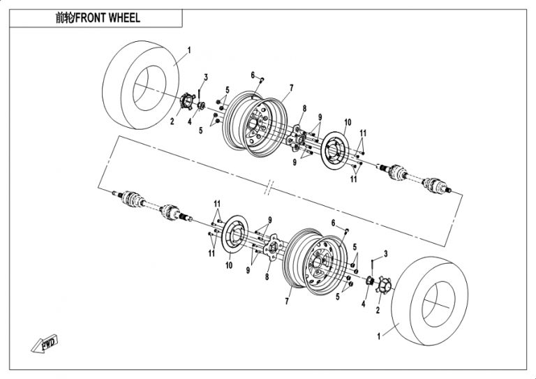 Diagram: 2019 CFMoto ZFORCE 500 CF500US – FRONT WHEEL ASSY(2018) [F07-B]