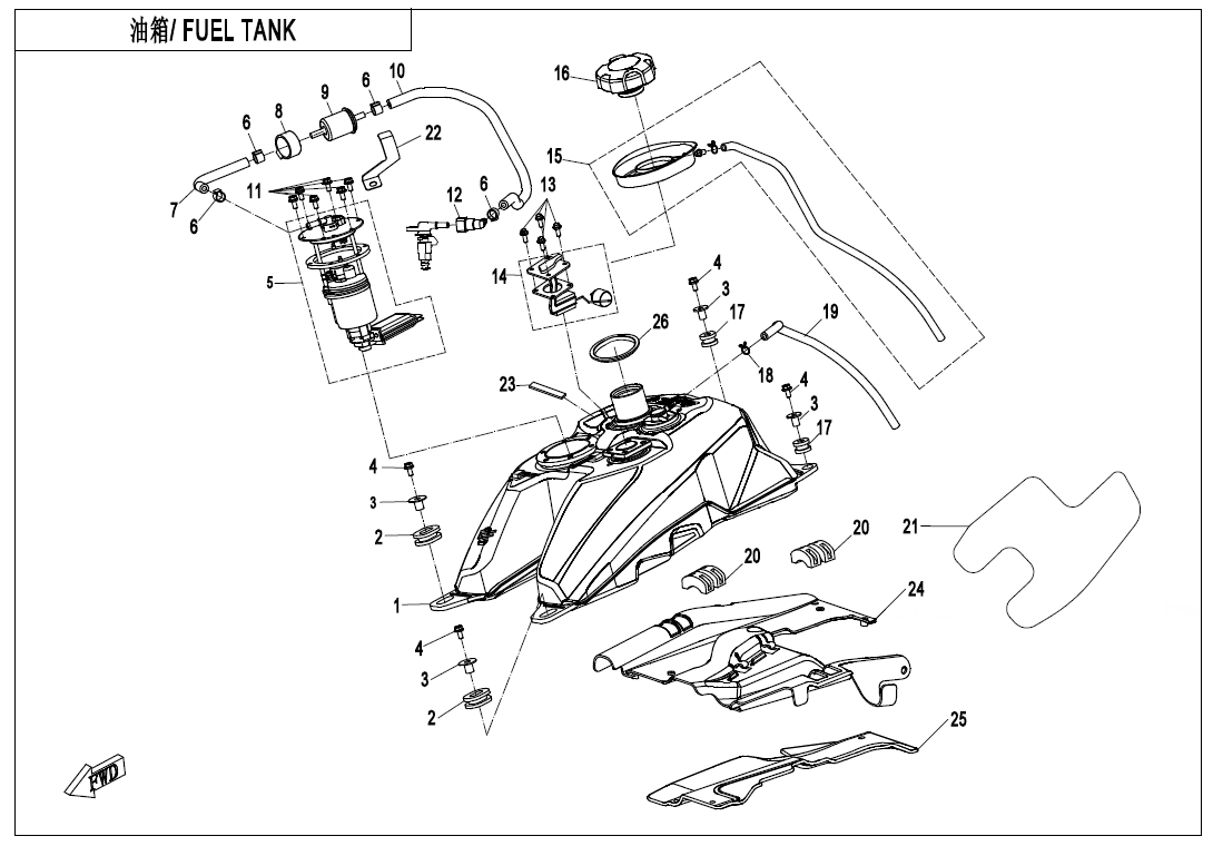 Diagram: 2020 CFMoto CFORCE 600 Touring CF600AU-3L - FUEL TANK [F12 ...
