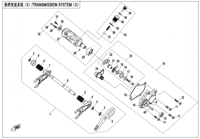 Diagram: 2021 CFMoto CFORCE 800 XC CF800AU-2A – TRANSMISSION SYSTEM(3) [E06-3-V3]