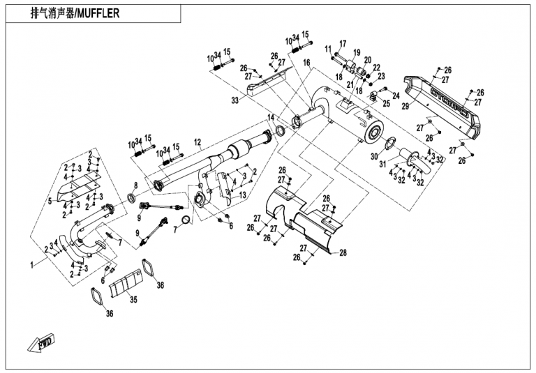 Diagram: 2021 CFMoto CFORCE 800 XC CF800AU-2A – MUFFLER(NA) [F02-1-B-V5]