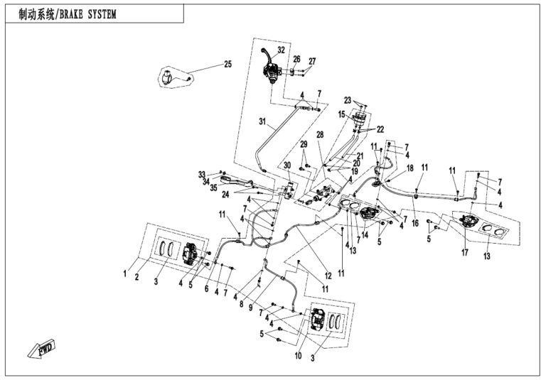 Diagram: 2021 CFMoto CFORCE 800 XC CF800AU-2A – BRAKE SYSTEM(NO PARKING SYSTEM) [F08-C]