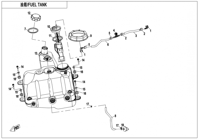 Diagram: 2021 CFMoto CFORCE 800 XC CF800AU-2A – FUEL TANK(USA) [F12-B]