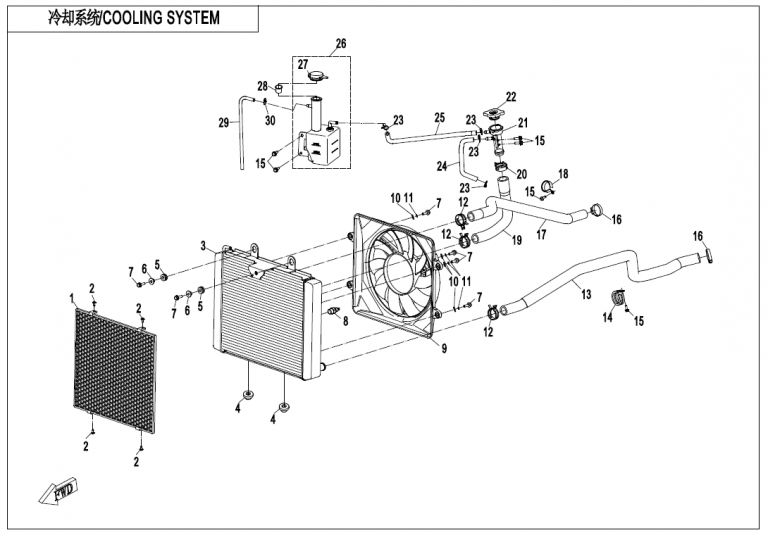 Diagram: 2021 CFMoto CFORCE 800 XC CF800AU-2A – COOLING SYSTEM [F18-V3]