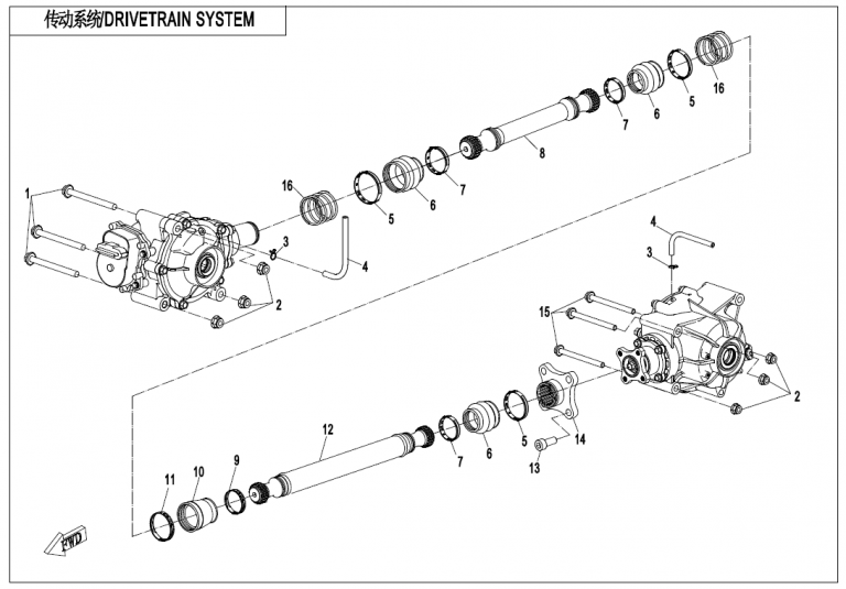 Diagram: 2021 CFMoto CFORCE 800 XC CF800AU-2A – DRIVETRAIN SYSTEM [F30-V2]