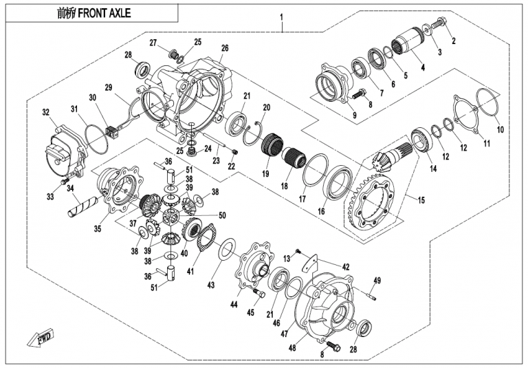 Diagram: 2021 CFMoto CFORCE 800 XC CF800AU-2A – FRONT AXLE [F31-V3]