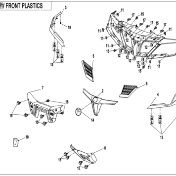 Diagram: 2022 CFMoto CFORCE 800 XC CF800AU-2A - FRONT PLASTICS [F04-1 ...