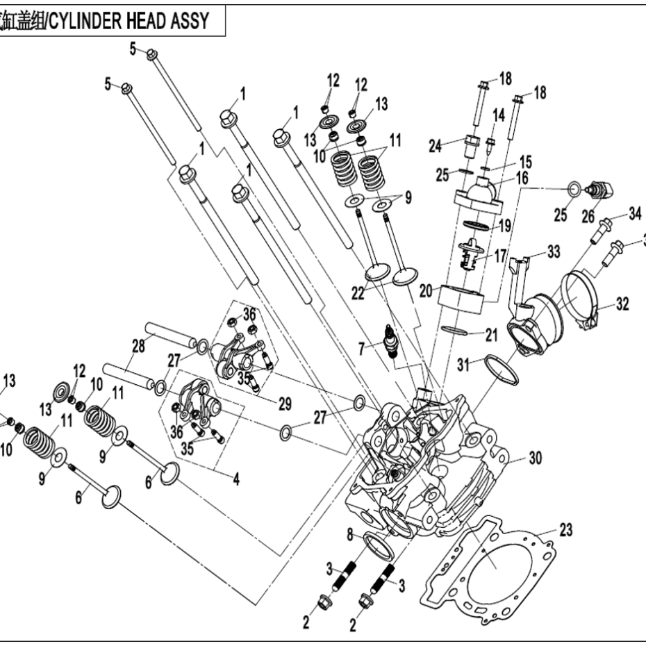 Diagram: 2022 CFMoto ZFORCE 500 CF500US - CYLINDER HEAD ASSY [E02-2-V2 ...