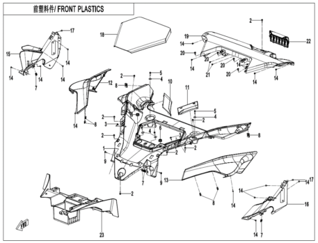 Diagram: 2022 CFMoto ZFORCE 950 Sport CF1000US-A - FRONT PLASTIC [F04-2 ...