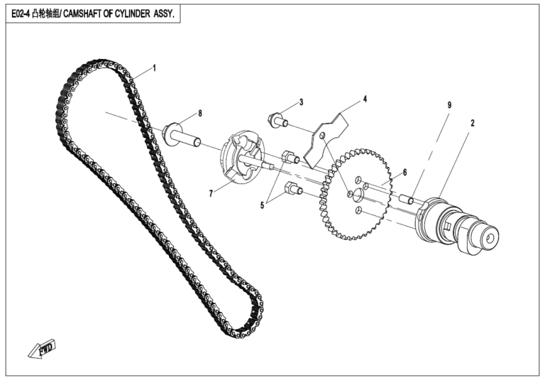 Diagram: 2023 CFMoto CFORCE 400 CF400AZ-3S – CAMSHAFT OF CYLINDER  ASSY [E02-4]