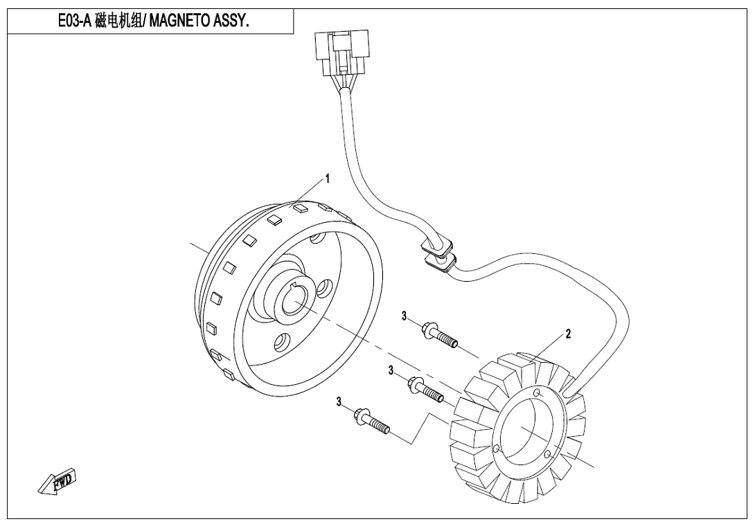 Diagram: 2023 CFMoto CFORCE 400 CF400AZ-3S – MAGNETO STATOR ASSY [E03]