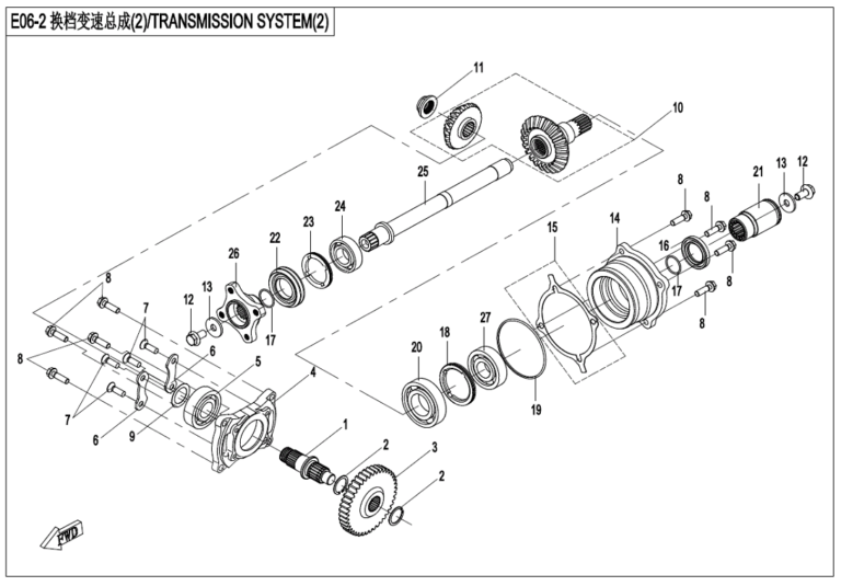 Diagram: 2023 CFMoto CFORCE 400 CF400AZ-3S – TRANSMISSION SYSTEM(2) [E06-2]