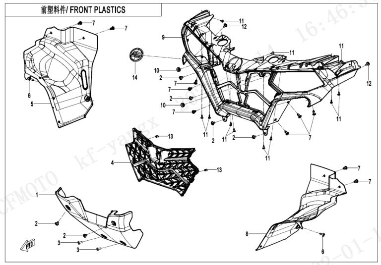 Diagram: 2023 CFMoto CFORCE 400 CF400AZ-3S – FRONT PLASTICS [F04-1]