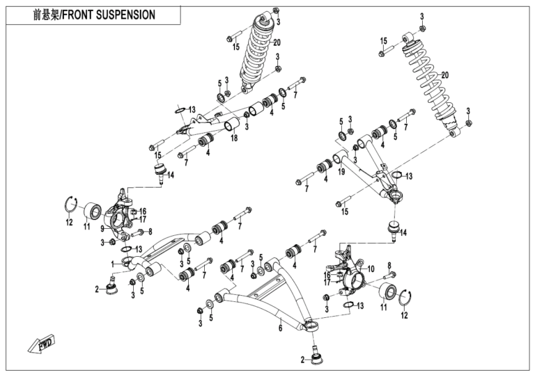 Diagram: 2023 CFMoto CFORCE 400 CF400AZ-3S – FRONT SUSPENSION [F05]