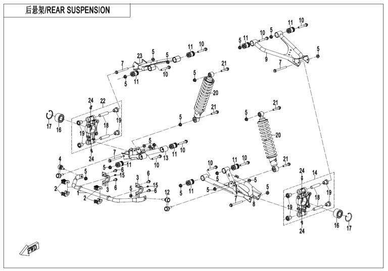 Diagram: 2023 CFMoto CFORCE 400 CF400AZ-3S – REAR SUSPENSION [F06]