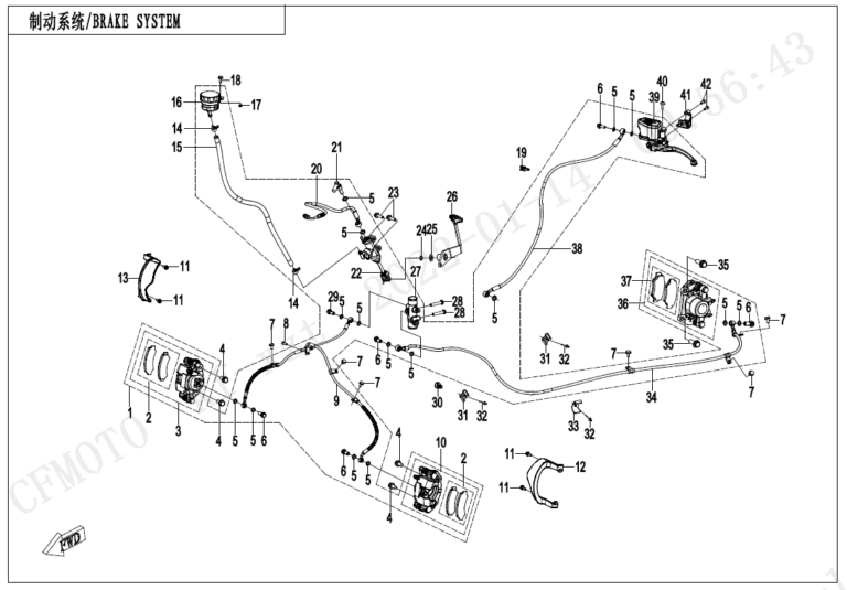 Diagram: 2023 CFMoto CFORCE 400 CF400AZ-3S – BRAKE SYSTEM [F08-V2]