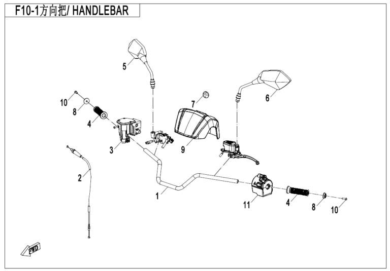 Diagram: 2023 CFMoto CFORCE 400 CF400AZ-3S – HANDLEBAR [F10-1]