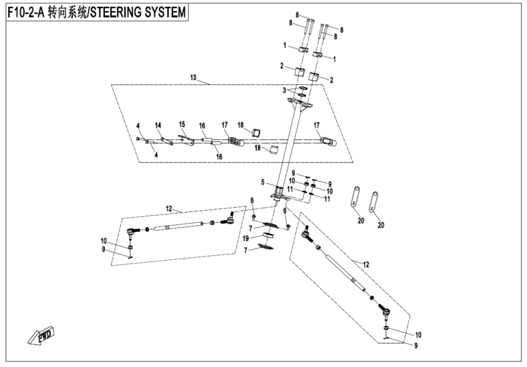 Diagram: 2023 CFMoto CFORCE 400 CF400AZ-3S – STEERING SYSTEM [F10-2-A]