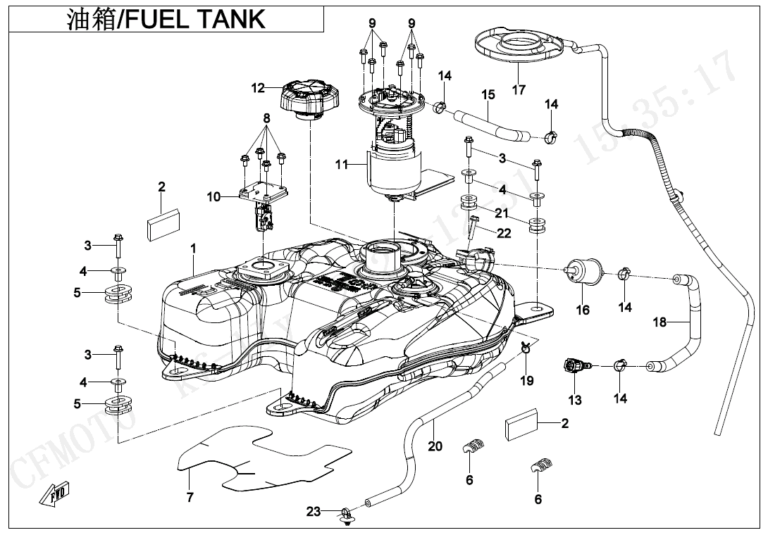 Diagram: 2023 CFMoto CFORCE 400 CF400AZ-3S – FUEL TANK [F12]